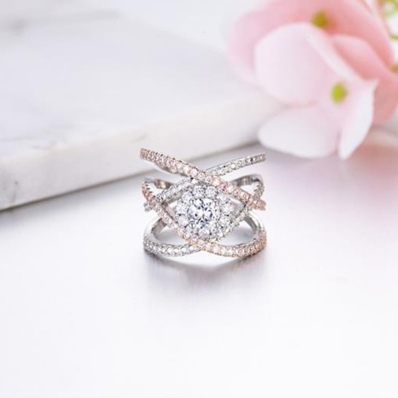 NEW Two Tone Sterling Silver Infinity Ring - Picture 6 of 6